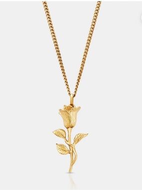 Gold Rose Pendant Necklace - Unisex Jewelry